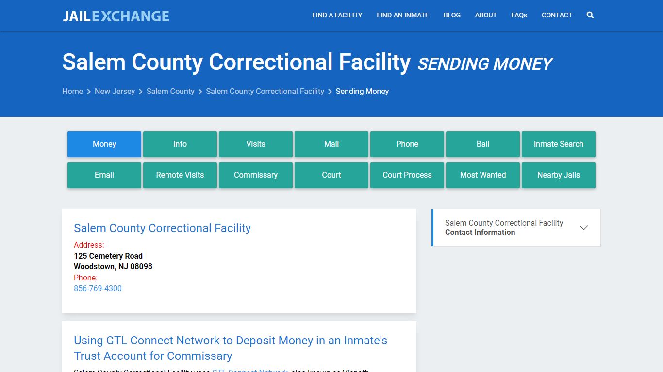 Send Money to Inmate - Salem County Correctional Facility, NJ